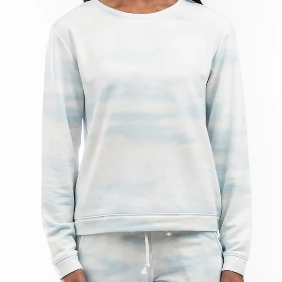 Rachel Parcell Lounge Set Fleece Joggers Crewneck Sweatshirt Blue Cloud - Picture 3 of 10